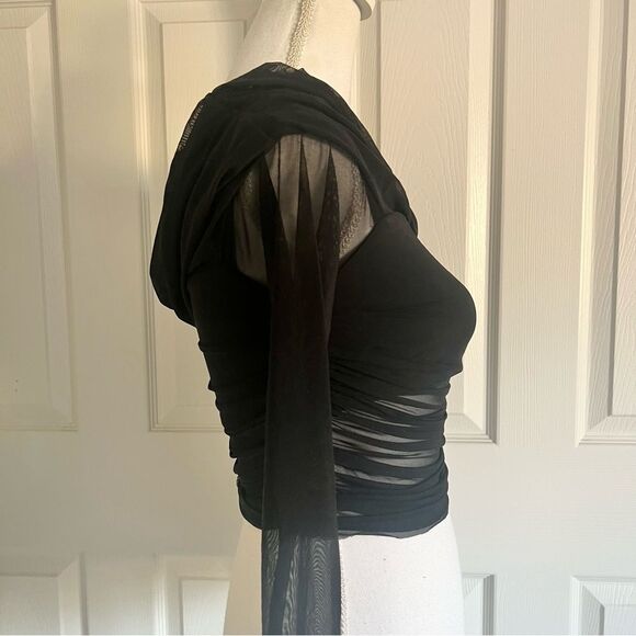 Alice + Olivia Off Shoulder Mesh Isadola Top Medium Black NEW MSRP $275 - Picture 5 of 9
